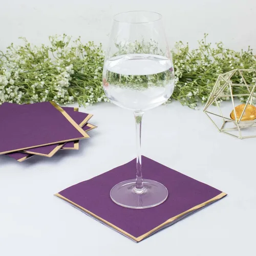 Miniatura 17 de Efavormart 50 Pack Servilletas de papel para fiestas de 2 capas suaves verde oliva con borde dorado de oro, servilletas para cenas, cócteles