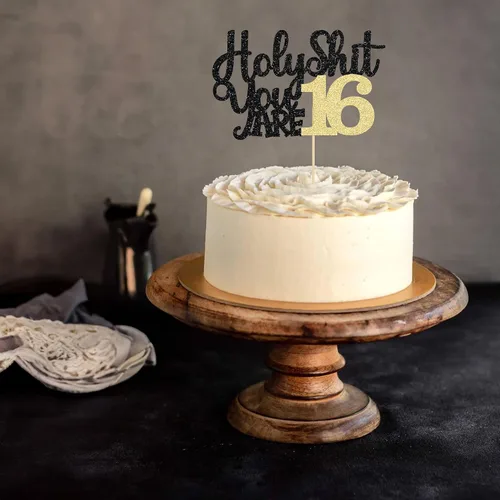 Miniatura 5 de 1 pieza de decoración para tartas con purpurina de 16 años con purpurina para tartas de 16 cumpleaños, dulces de 16 años de 16 a 16 años