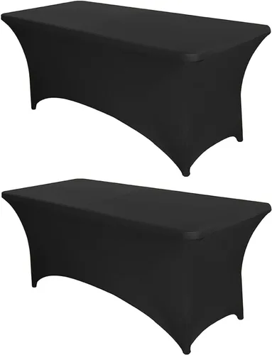 Miniatura 43 de PTC21B - Juego de 6 manteles elásticos de 6 pies, color negro, rectangular, ajustable, lavable, de elastano, para fiestas, bodas, cócteles