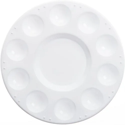Darice Paleta de pintura redonda de plástico blanco de 10 pozos – perfecta para pinturas al óleo, acuarela y acrílicas – Los pozos son ideales para