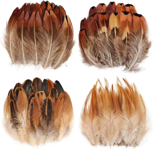 Miniatura 19 de THARAHT 24 plumas naturales manchadas de 4 estilos de plumas de ave de Guinea de 6 a 8 pulgadas a granel para manualidades, ropa, joyería