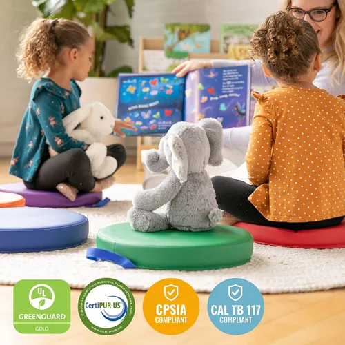 Miniatura 6 de ECR4Kids SoftZone - Cojines de suelo, redondos, asientos flexibles, surtidos, 6 piezas