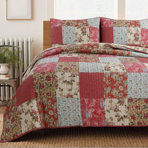 Miniatura 30 de Cozy Line Home Fashions - Juego de ropa de cama reversible de 100% algodón con patchwork real cosido a mano, color mostaza amarilla, estilo granja