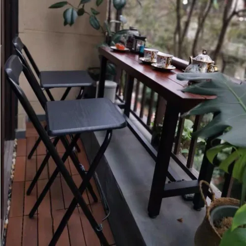 Miniatura 5 de Taburete de bar plegable de 30 pulgadas con respaldo, silla alta plegable, taburete de barra de altura de mostrador para cocina, oficina, fiesta
