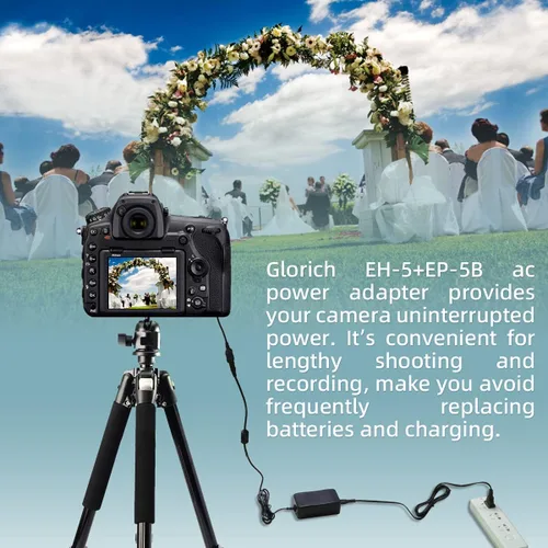 Miniatura 2 de Glorich EP-5B Acoplador DC EN-EL15 EN-EL15a Batería ficticia EH-5 Adaptador de fuente de alimentación de CA Conector de alimentación para Nikon 1 V1