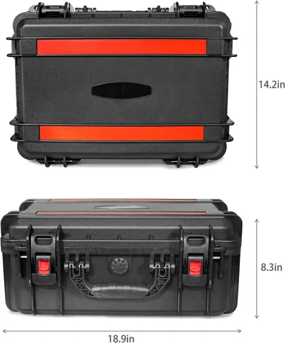 Miniatura 2 de Funda rígida impermeable con inserto de espuma personalizable para bricolaje, 19 x 14 x 8 pulgadas