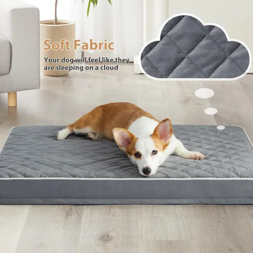 Miniatura 2 de WNPETHOME Cama Ortopédica para Perro para Jaula, Cama Impermeable para Perros Extra Grandes con Funda Extraíble y Lavable, Camas para Jaula de Gris