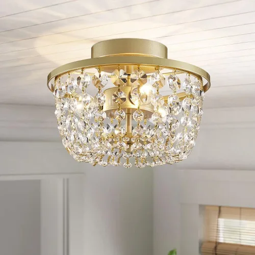 WUZUPS Lámpara de techo semiempotrada de cristal, lámpara de techo moderna para dormitorio, pasillo, bar, cocina, baño, 7.6 pulgadas de alto x 9.8