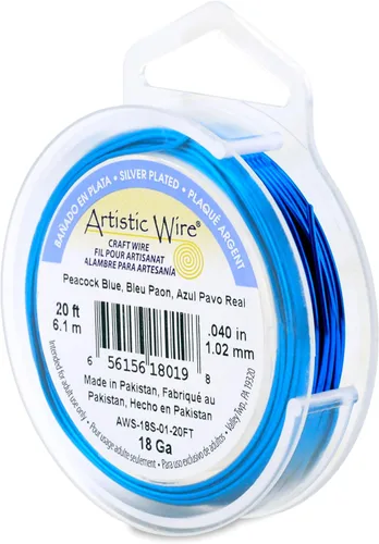 Miniatura 120 de Artistic Wire, alambre para manualidades de calibre 22 bañado en plata, resistente a las manchas, color cobre, blanco, 9,1 m