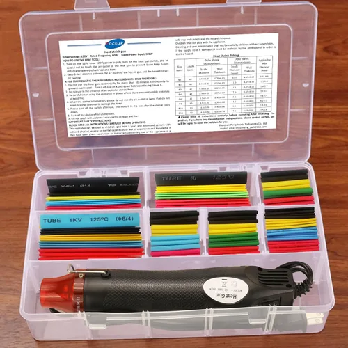 Kit de tubos termorretráctiles de alambre + mini pistola de calor para tubos retráctiles, 328 tubos retráctiles de alambre 2:1 + pistola