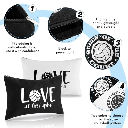 Miniatura 3 de Flutesan Juego de 18 bolsas de maquillaje de voleibol, regalos de voleibol para niñas, bolsa de cosméticos de lona con cremallera para jugadores