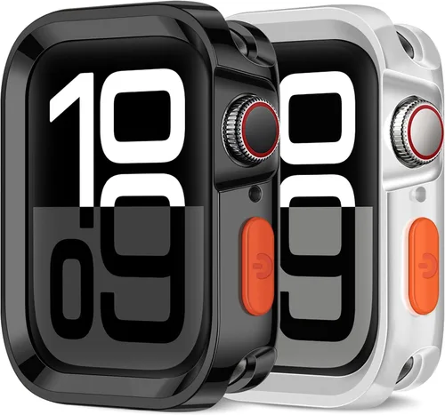 Miniatura 16 de Amizee Paquete de 2 fundas resistentes compatibles con Apple Watch Series 9/8/7 de 1.772 pulgadas, SE 3/2/1 Series 6/5/4 de 1.732 pulgadas, TPU