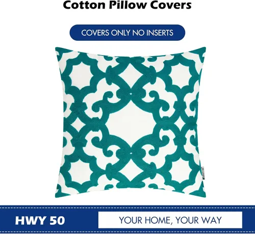 Miniatura 157 de HWY 50 Fundas de almohada decorativas azul marino de 18x18 pulgadas (1 pieza), funda de cojín bordada de algodón para granja, funda de almohada