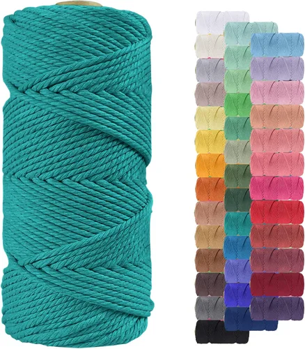 Miniatura 122 de Cuerda de macramé de 0.079 in para 219 yardas, cuerda de algodón natural para manualidades, hilo de cuerda de macramé de colores para colgar