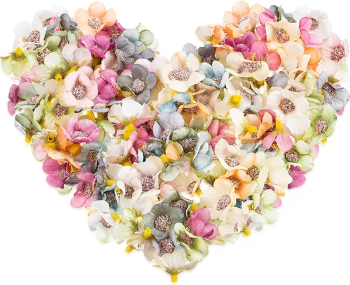 Juexica Mini flores para manualidades, pequeñas flores de seda, margaritas artificiales, pequeñas cabezas de flores falsas a granel para