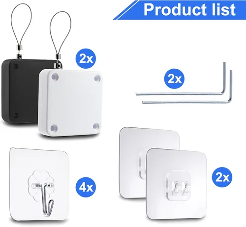 Miniatura 2 de Juego de 2 cierrapuertas con sensor automático sin perforaciones, multifuncional, con cordón, para residencial, comercial, dormitorio, habitación