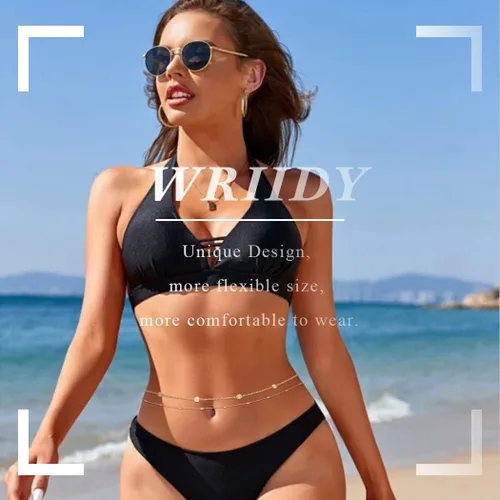 Miniatura 7 de Wriidy Cadena de cintura con cuentas y lentejuelas para el vientre en capas de cintura de playa, accesorios de joyería para mujeres y niñas