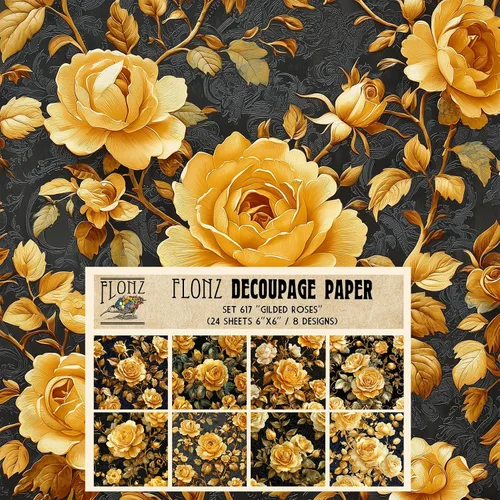Miniatura 4 de Paquete de papel Decoupage (24 hojas de 6 x 6 pulgadas), flores índigo: delicados grabados florales azules y blancos inspirados en porcelana clásica