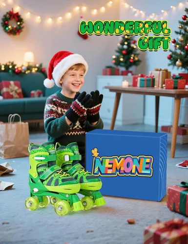 Miniatura 6 de NEMONE - Patines de sirena con ruedas iluminadas y 4 tamaños ajustables para niñas, azul y morado, para niños pequeños, para principiantes, de D