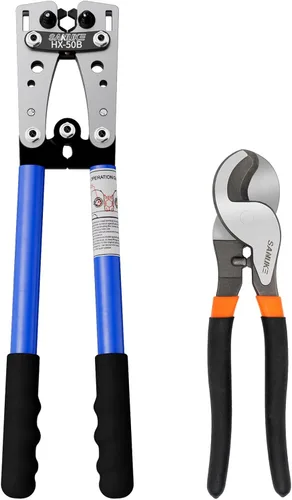 Miniatura 11 de Sanuke Herramienta de Crimpado de Terminal de Cable de Batería para AWG 8 6 4 2 1/0, Alicates de Crimpado de Terminal de Alambre de Cobre