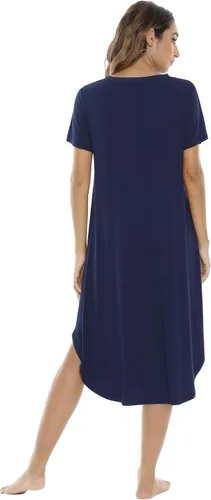 Miniatura 3 de NACHILA Camisones para mujer, viscosa hecha de bambú, cuello en V, manga corta, ropa de dormir fresca
