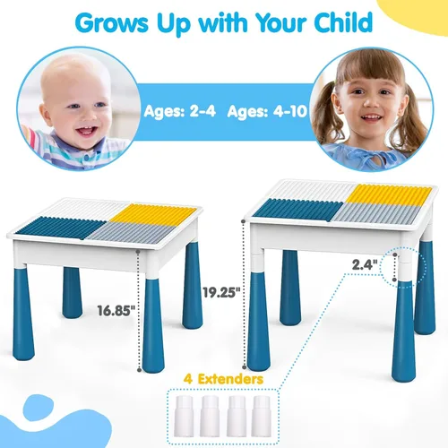Miniatura 8 de OCATO Juego de mesa de actividades para niños pequeños con 152 piezas de bloques de construcción grandes de mármol todo en uno, mesas de agua, mesas