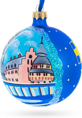 Miniatura 3 de Castillo de Vadstena, Estocolmo, Suecia, bola de cristal, adorno navideño de 4 pulgadas
