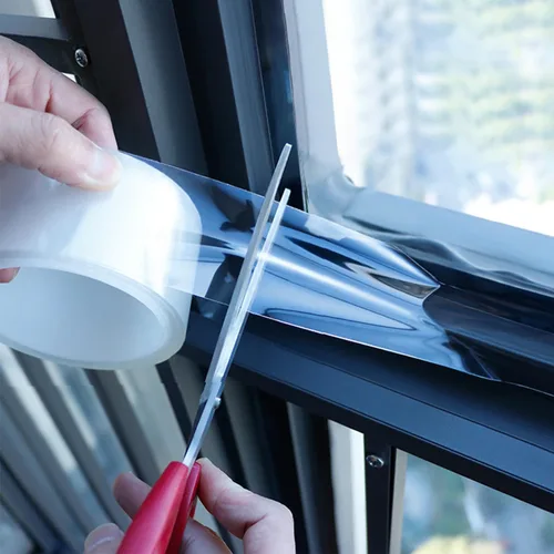 Cinta Transparente para Sellado de Ventanas 2 Pulgadas x 10 Metros Cinta Adhesiva para Burletes Sin Residues Cinta Transparente de Aislamiento para