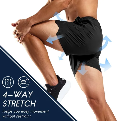 Miniatura 2 de Haimont Pantalones cortos deportivos de 5 pulgadas para hombre, con bolsillos, resistentes al agua, ligeros, de secado rápido, pantalones cortos