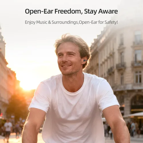 Miniatura 3 de Auriculares con clip, auriculares de oreja abierta, auriculares Bluetooth 6.0 de alta fidelidad estéreo con clip, 30 horas, pantalla LED