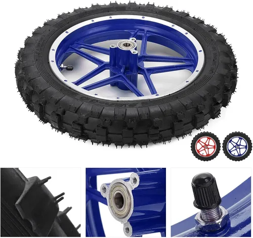 Miniatura 7 de Conjunto de rueda trasera, rueda trasera de 2.5 a 10 pulgadas, repuesto antideslizante para mini moto de cross de 2 tiempos (azul)