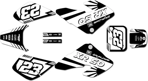 Miniatura 10 de Kit de gráficos para Honda XR50 (2000-2003) Serie FH Azul Rojo 9 Mil - Kit de calcomanías de gráficos personalizados de carreras para motos