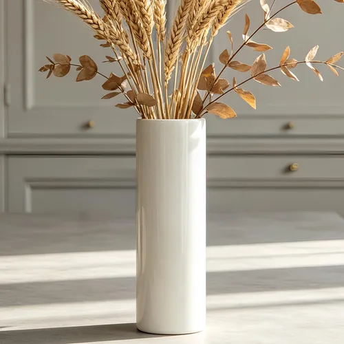 Miniatura 12 de Florero de cerámica blanco de 12 pulgadas, jarrones altos para hierba de las pampas, decoración del hogar, jarrones modernos con textura