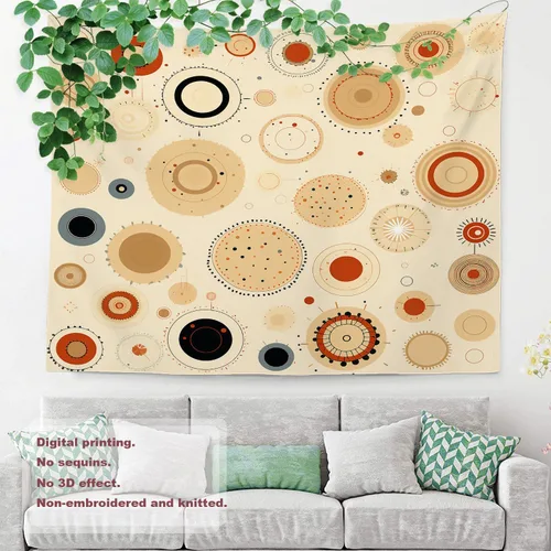 Miniatura 8 de Shrahala Circles Tapestry, Abstract Art With Various Circles Wall Hanging Hd Print Polyester Backdrop For Dorm Room Bedroom 30 X 40 In