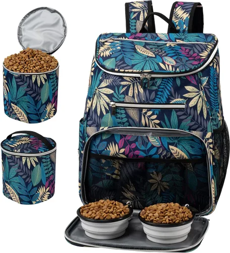 Miniatura 8 de BAGLHER Mochila de viaje para perros, mochila de suministros para mascotas aprobada por aerolíneas, mochila de viaje para perros con 2 cuencos Rojo