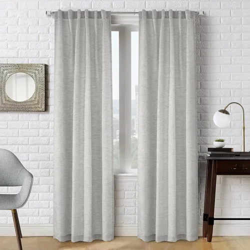 Miniatura 7 de Loft Living Davos Textered Jacquard - Cortina de doble cabezal de 52 x 84 pulgadas, color blanco roto