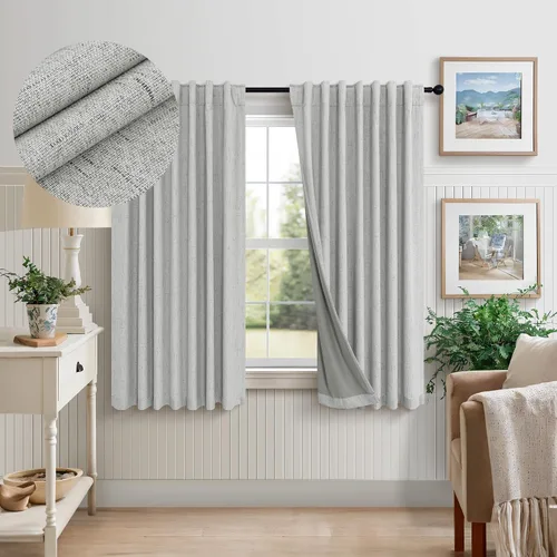 Miniatura 50 de Pitalk Cortinas cortas 100% opacas de lino para cafetería, 40 pulgadas de largo, 2 paneles, cortinas de puerta francesa para ventana, cortina