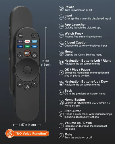 Miniatura 8 de Paquete de 2 controles remotos universales para Vizio Smart TV XRT270 XRT260 XRT140 XRT136 XRT122 D/E/PX/P/M/V/S Series OLED FHD 4K QLED UHD