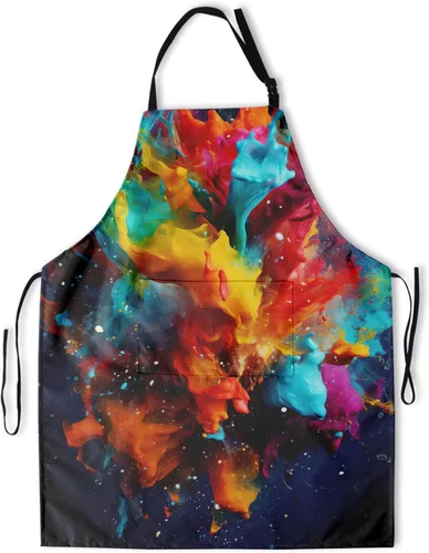 Delantal colorido de poliéster Grooming Delantales con bolsillo para barbacoa Cocina Pintura Adultos