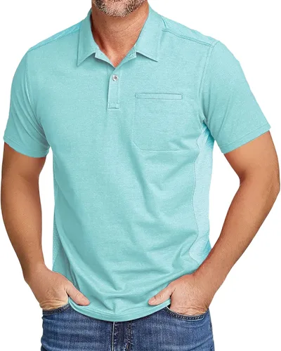 Miniatura 17 de V VALANCH Polo de golf de manga corta para hombre, estilo casual, con cuello que absorbe la humedad