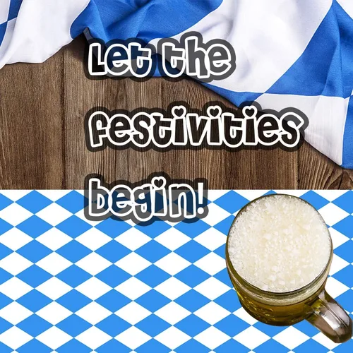 Miniatura 7 de Iceyyyy Manteles rectangulares de Oktoberfest de 3 piezas, color azul y blanco, con bandera bávara para decoración de fiestas temáticas