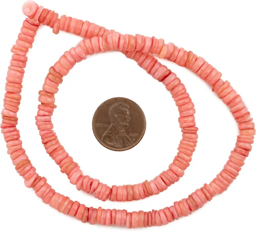 Miniatura 2 de TheBeadChest - Cuentas Heishi de concha rosa rosa de 0.236 in, 16 pulgadas