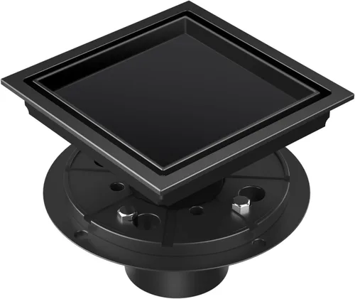 Miniatura 9 de Desagüe lineal de ducha de 18 pulgadas, color negro mate, drenaje rectangular de piso de acero inoxidable con cubierta reversible, atrapa pelo, pies