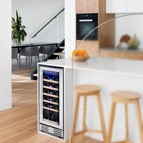 Miniatura 6 de Kalamera Mini refrigerador de 18 botellas – Refrigerador de vino de 12 pulgadas, integrado o independiente, con acero inoxidable y puerta de vidrio