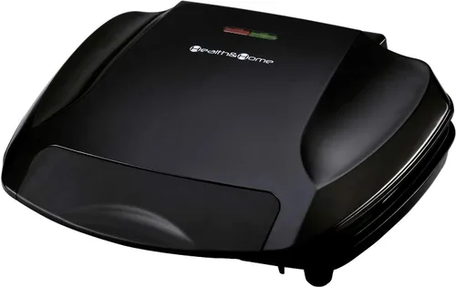Miniatura 2 de Health and Home KS-306 - Máquina para parrilla de placas clásica de 2 porciones y prensa Panini, color negro