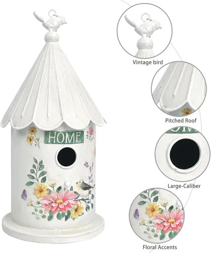 Miniatura 4 de Casas de pájaros colgantes de metal para exteriores, casitas de pájaros para exteriores, nido de pájaros único para pájaros azules, pajarillos