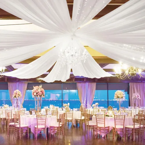 Miniatura 12 de FOTSHARER Cortinas de techo azul bebé para boda, 2 paneles de 5 x 20 pies, gasa para arco de boda, cortinas de techo para telón de fondo, decoración