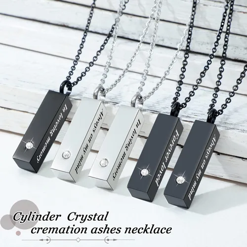 Miniatura 5 de Collar de urna para cenizas para hombres y mujeres, joyería de cremación para cenizas de acero inoxidable, pequeño colgante de recuerdo para cenizas