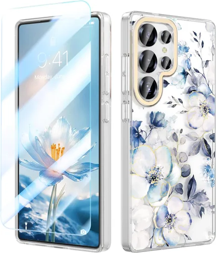 Miniatura 20 de MILPROX Compatible con Samsung Galaxy S22 Funda de Flores, bonito diseño de funda para niñas y mujeres, a prueba de golpes, patrón floral, parte