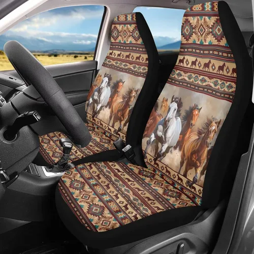 Miniatura 22 de Bulopur Art Horse - Juego de 2 fundas universales para asientos delanteros de automóvil, protectores enteros adecuados para la mayoría